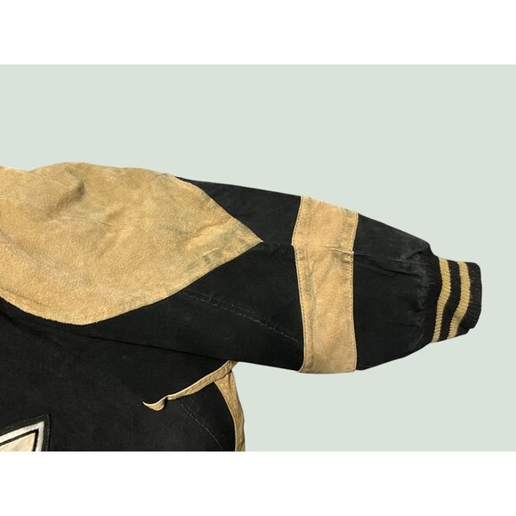 VTG Pittsburgh Penguins Suede Jacket L Bomber Letterman G-III Sports Carl Banks - Picture 16 of 16